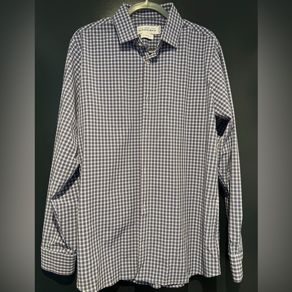 Mizzen+Main Navy and White Plaid Shirt